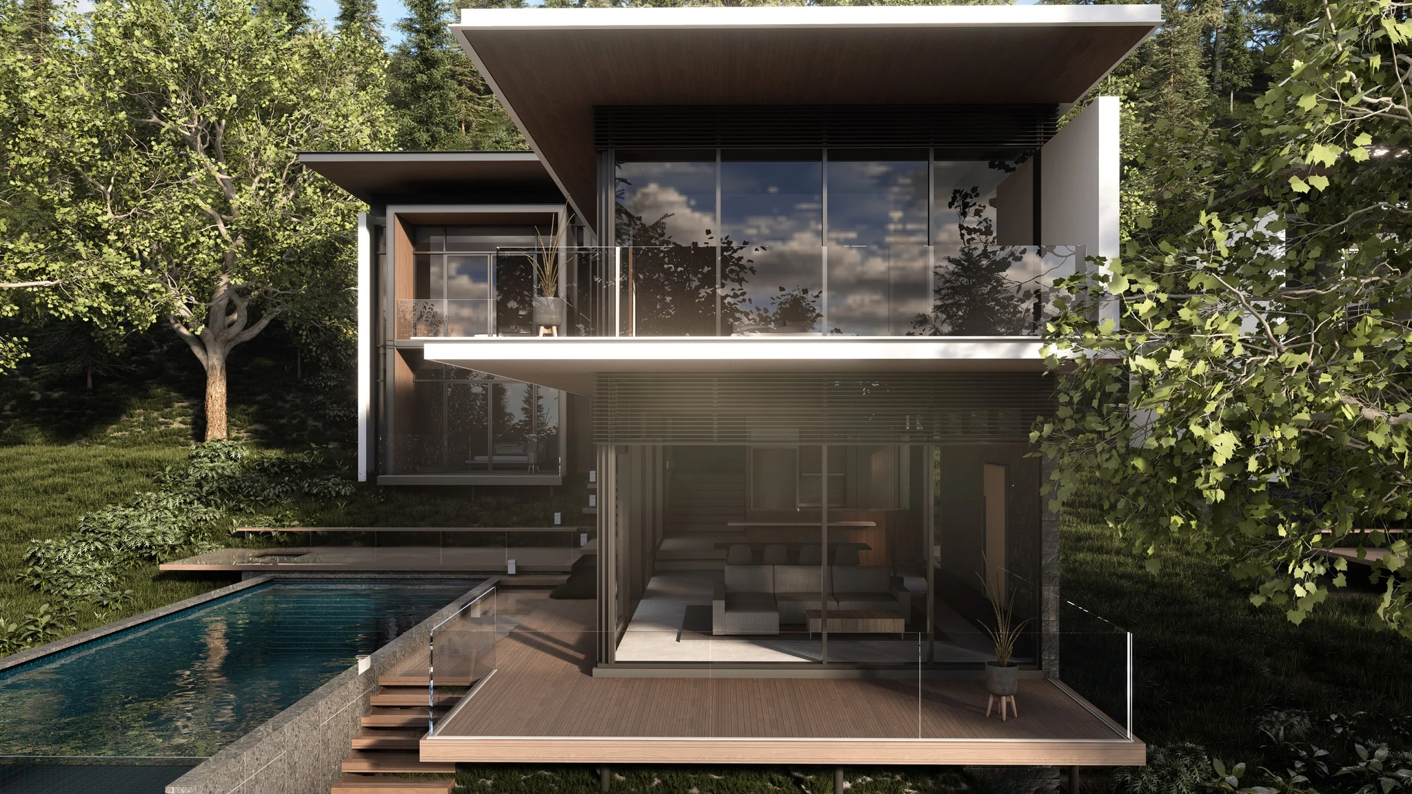 Jungle Haven Villa, glass-fronted architecture surrounded by tropical planting